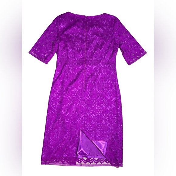 Giovanna lace 3/4 sleeve violet colored shift dress size 10 - Picture 8 of 13